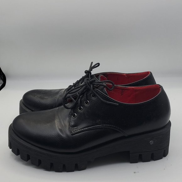 Herstyle Women's Leather Black Platform Shoes Size 7.5 - Picture 2 of 9